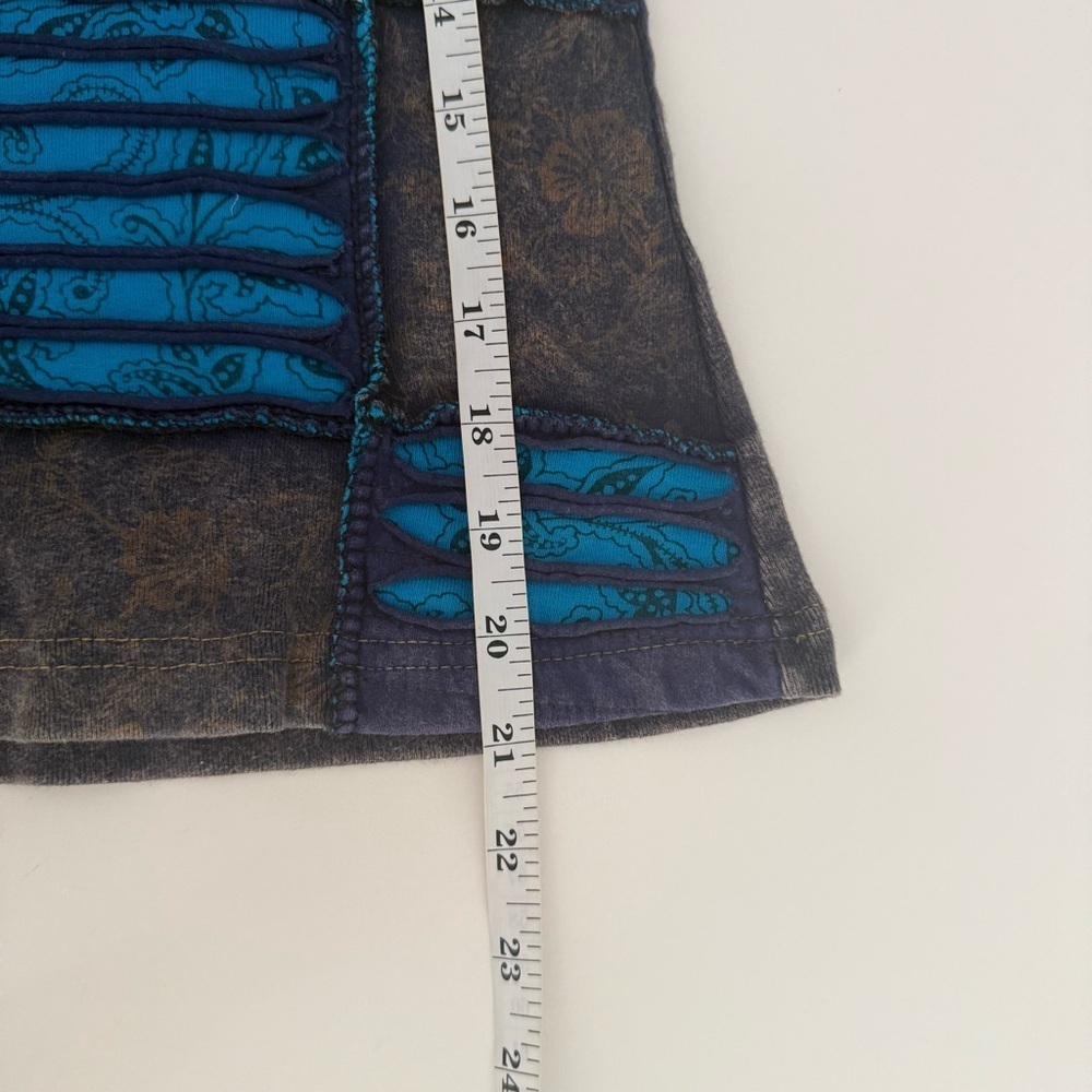 Windhorse Womens Boho Patchwork Cotton Tank Blue Gray Sleeveless M Hippie Y2K - Picture 7 of 7